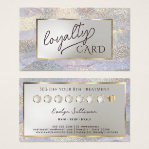 Glitter watercolor waves loyalty card