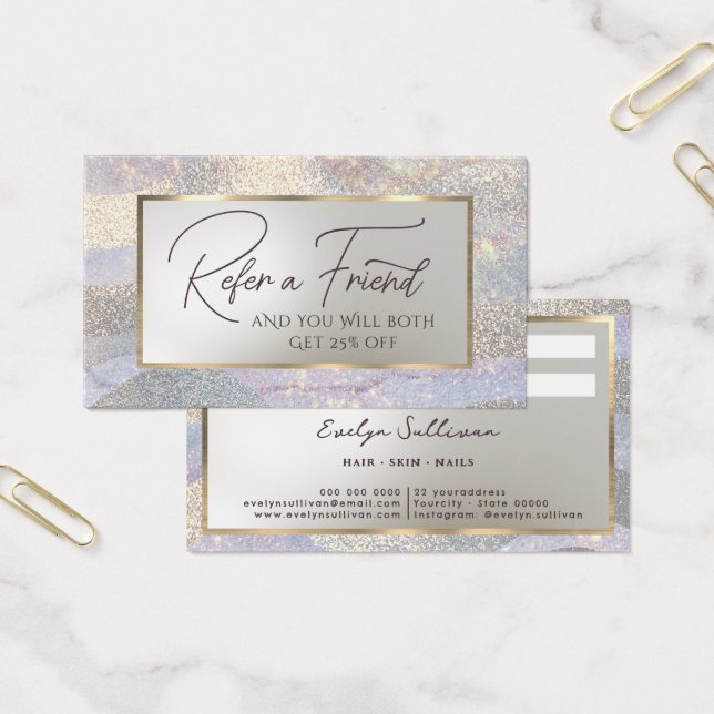 Glitter watercolor waves referral card (Office)