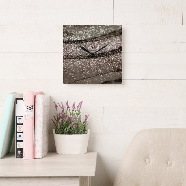 Glitter Waves Glam 2 Square Wall Clock (Reading Room)