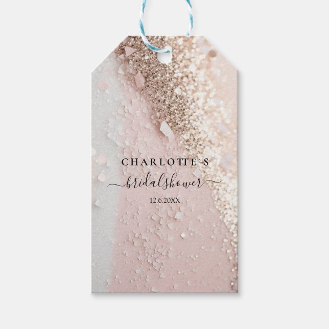 GLITTER WEDDING BRIDAL SHOWER  GIFT TAGS (Front)