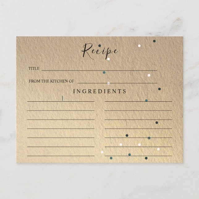 Glitter Wedding Bridal Shower Recipe Card (Front)