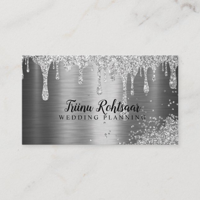 Glitter Wedding Event Plannig Business Card (Front)