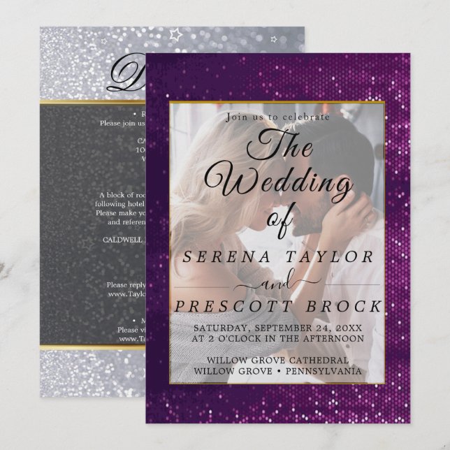 Glitter Wedding Invitation (Front/Back)