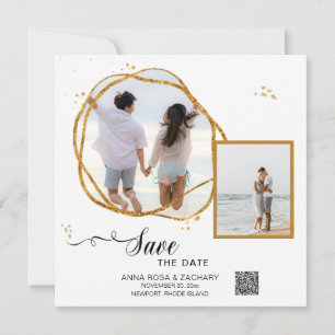 *~* Glitter - Wedding Website AR6 Save The Date QR
