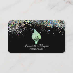 Glitter Whisk Colourful Confetti, Black  Business Card