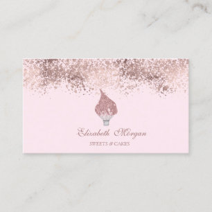 Glitter Whisk Rose Gold Drips Bakery Pink Business Card