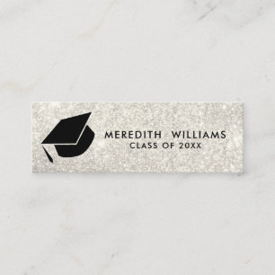 Glitter white Grad Cap Graduation Insert