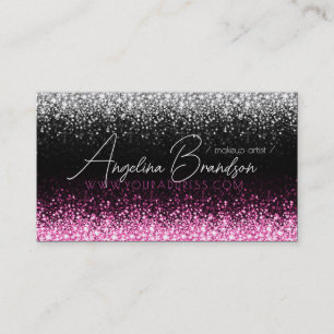 Glitter White & Pink Star Rain Makeup Artist Card