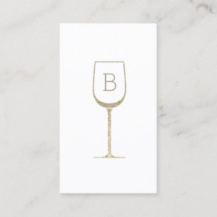 Glitter Wine Bartender Sommelier Monogram Business Card