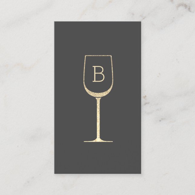 Glitter Wine Bartender Sommelier Monogram Business Card (Front)