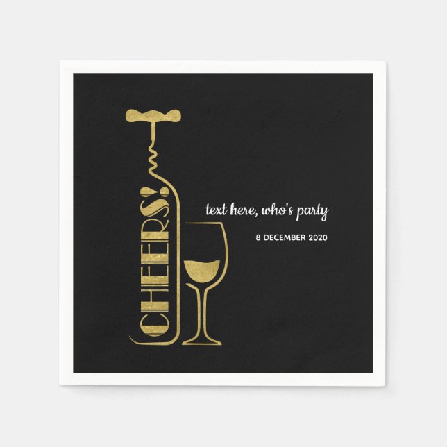 glitter,  wine, whimsical, Cocktail Paper Napkins (Front)