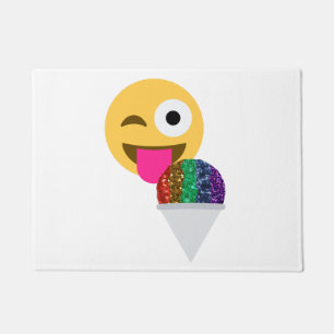glitter wink emoji door mat doormat
