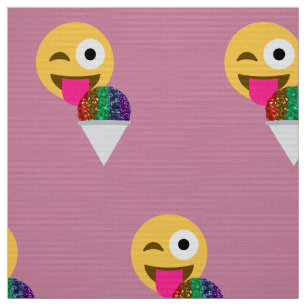 glitter wink emoji fabric