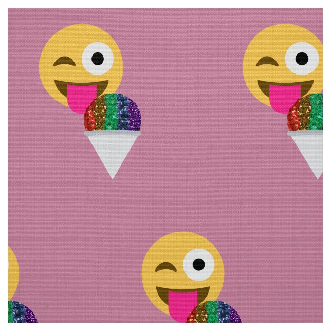 glitter wink emoji fabric (Swatch)