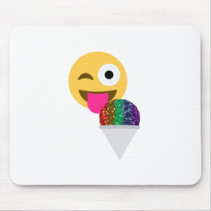 glitter wink emoji mouse mat