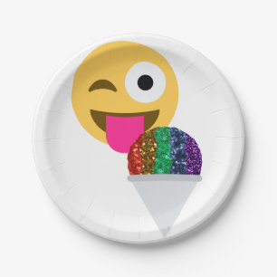 glitter wink emoji paper plates