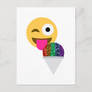 glitter wink emoji postcard