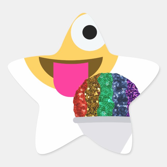 glitter wink emoji star sticker (Front)