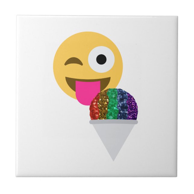 glitter wink emoji tile (Front)