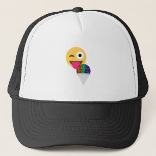 glitter wink emoji trucker hat