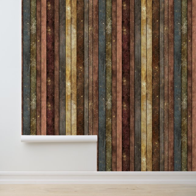 Glitter Wooden Board Pattern Wallpaper (Application)