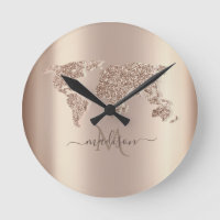 Glitter World Map Travel Monogram