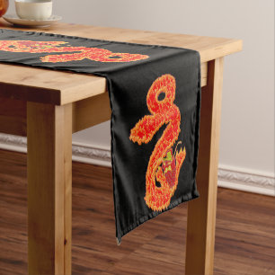 Glitter Year of the Dragon Asian Lunar New Year Long Table Runner