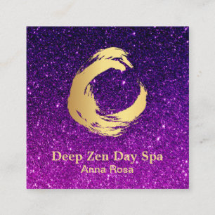 *~*  Glitter Zen Meditation Reiki Gold Brush Square Business Card