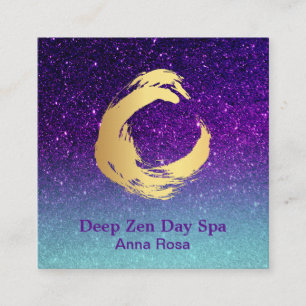 *~*  Glitter Zen Spiral Meditation Reiki Gold Square Business Card