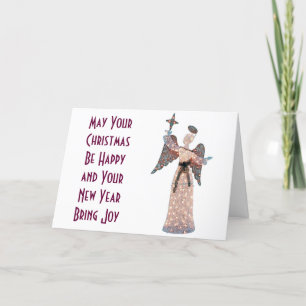 GLITTERED ANGEL SENDS WISHES AT HOLIDAYS HOLIDAY CARD