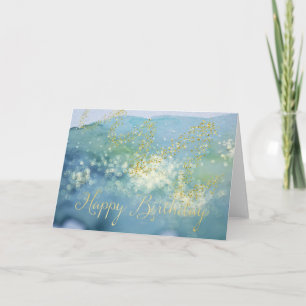 Glittered Blue Watercolor Birthday Card