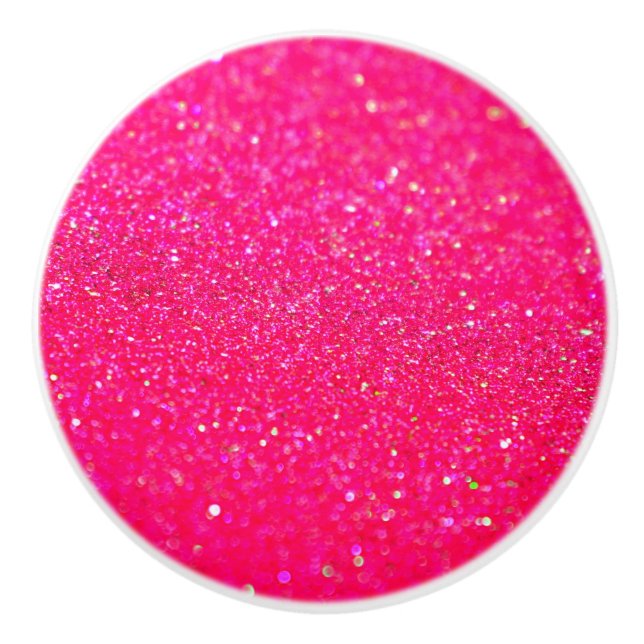 Glittered Hot Pink Ceramic Knob (Front)