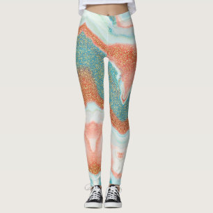Glittered Marble   Teal Green Blue, Sandstone Leggings