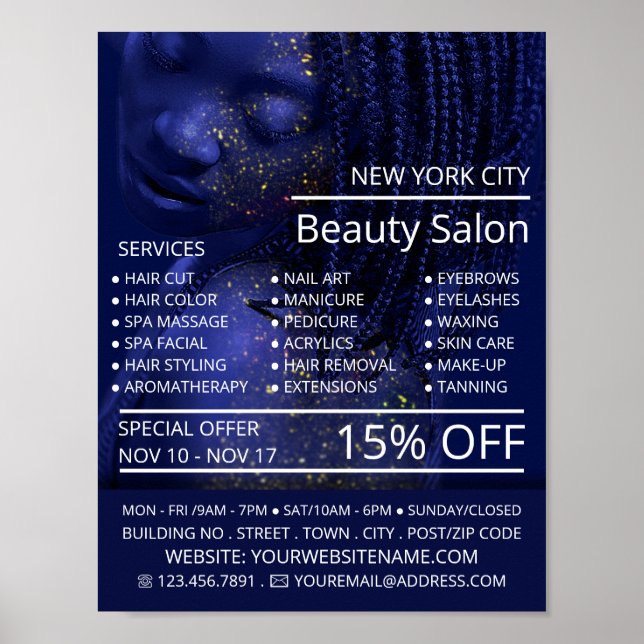 Glittered Model, Beautician, Beauty Salon Advert Poster (Front)