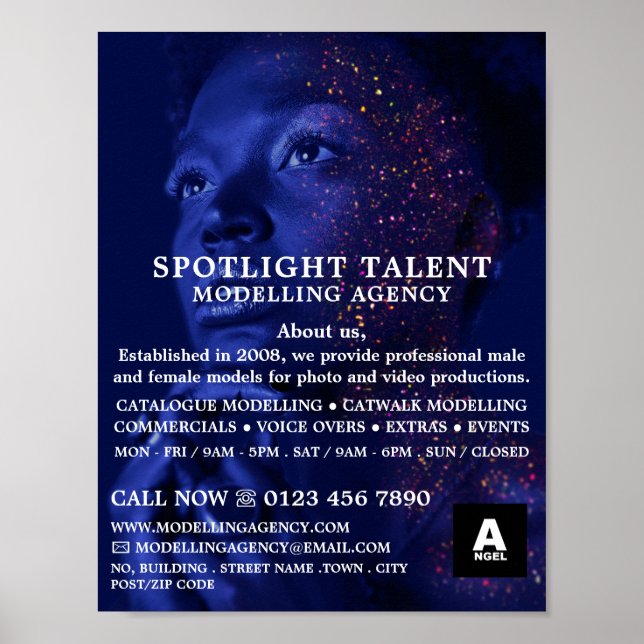 Glittered Model, Modelling Agency, Model Agent Poster (Front)