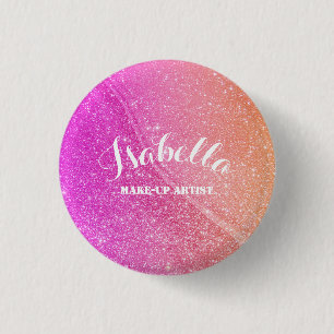 Glittered Pink Orange Button Gift