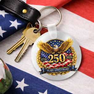 Glittered Semiquincentennial Eagle Emblem Key Ring