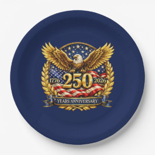 Glittered Semiquincentennial Eagle Emblem Paper Plate