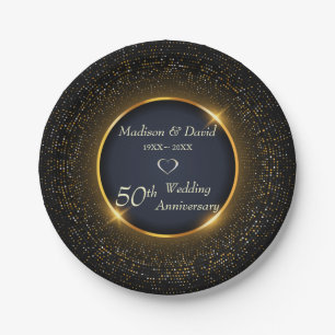 Glittering Anniversary Paper Plate