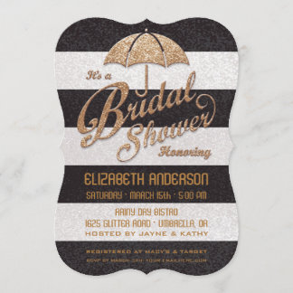 Glittering B&W Bold Stripes Bridal Shower Invite