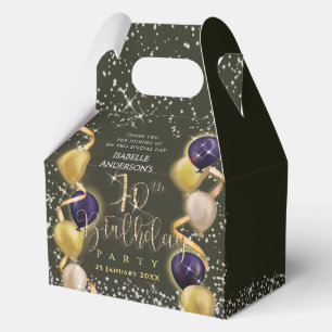 Glittering Balloons 70th Birthday Black Favour Box