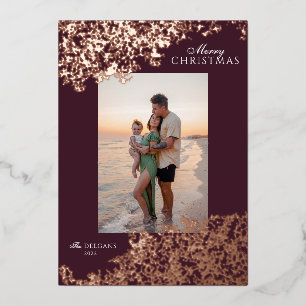 Glittering Berries Foil Pressed Red Holiday Card