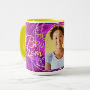 Glittering Best Mum Photo Mangenta Magic Mug