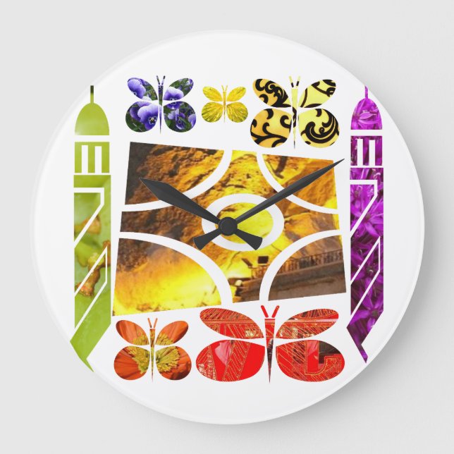 glittering butterlies large clock (Front)