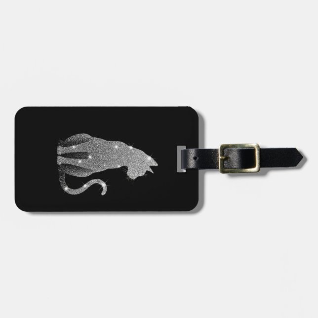 Glittering Cat Luggage Tags (Front Horizontal)