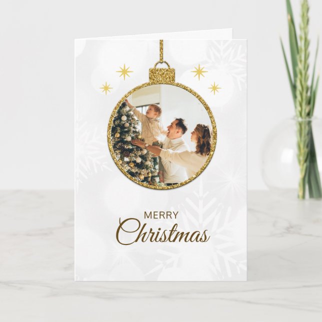 Glittering Christmas Ornament Christmas Card (Front)