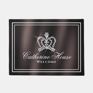 Glittering Crown Black White Brown Doormat