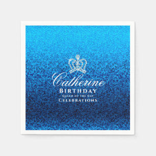 Glittering Crown Blue Napkin