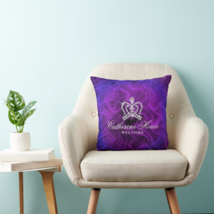Glittering Crown Blue Purple Cushion