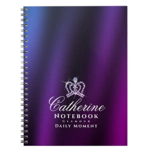 Glittering Crown Blue Purple Notebook